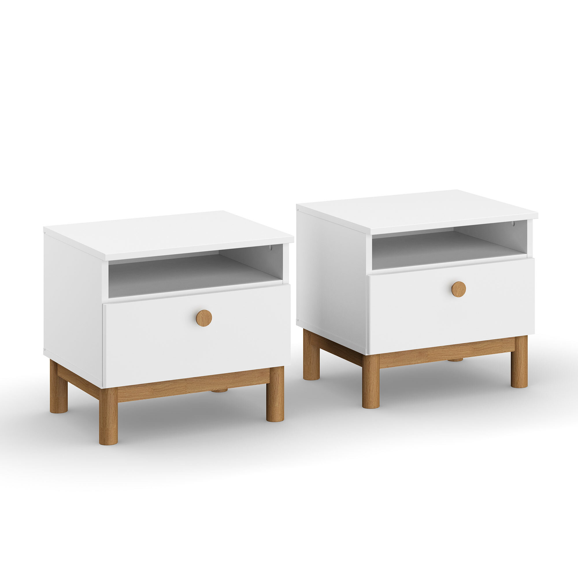 Kalix Bedside Table Pair, White Wood - Barker & Stonehouse by Barker ...