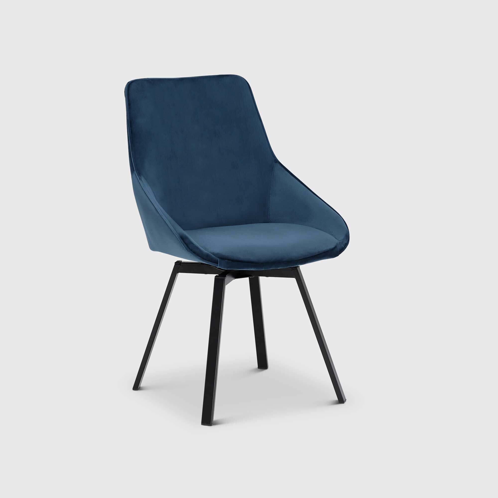 Beckton Leisure Dining Swivel Dining Chair, Blue Velvet Barker