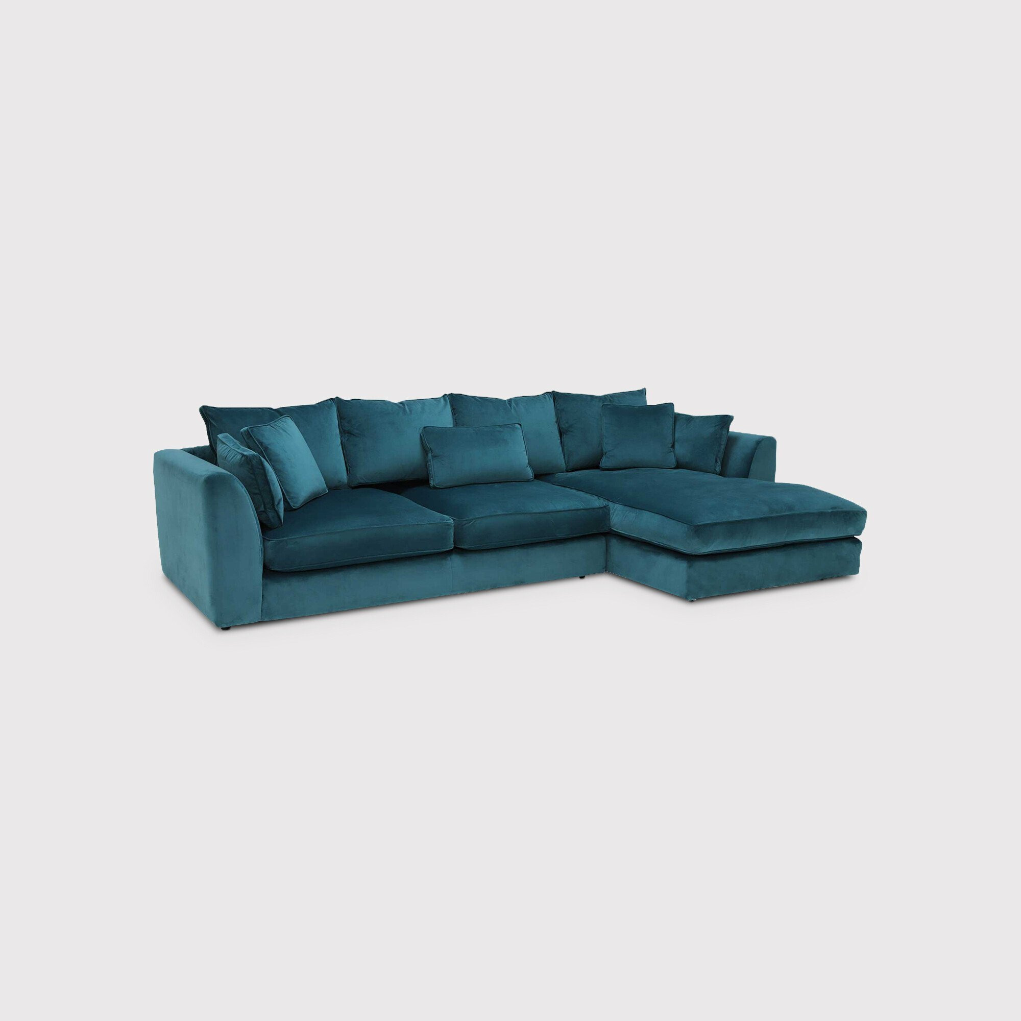 Harrington Large Chaise Corner Sofa Right, Teal Fabric Barker