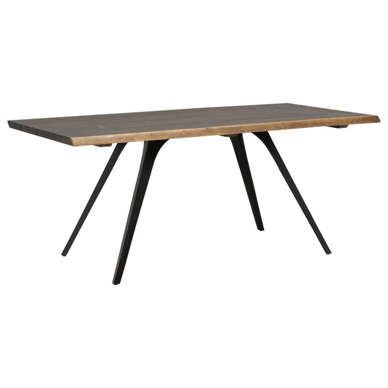 Vega Solid Oak Dining Table, Black Oak Wood W180cm Barker