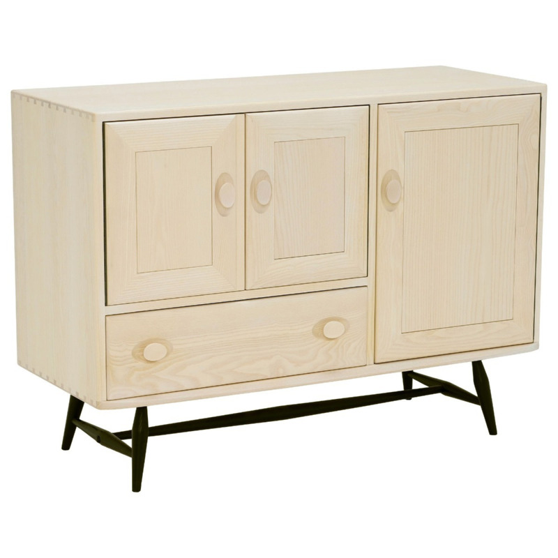 Ercol Windsor Centenary Sideboard, Whitened Ash (Nm) With Black Base Wood Ercol by Barker and