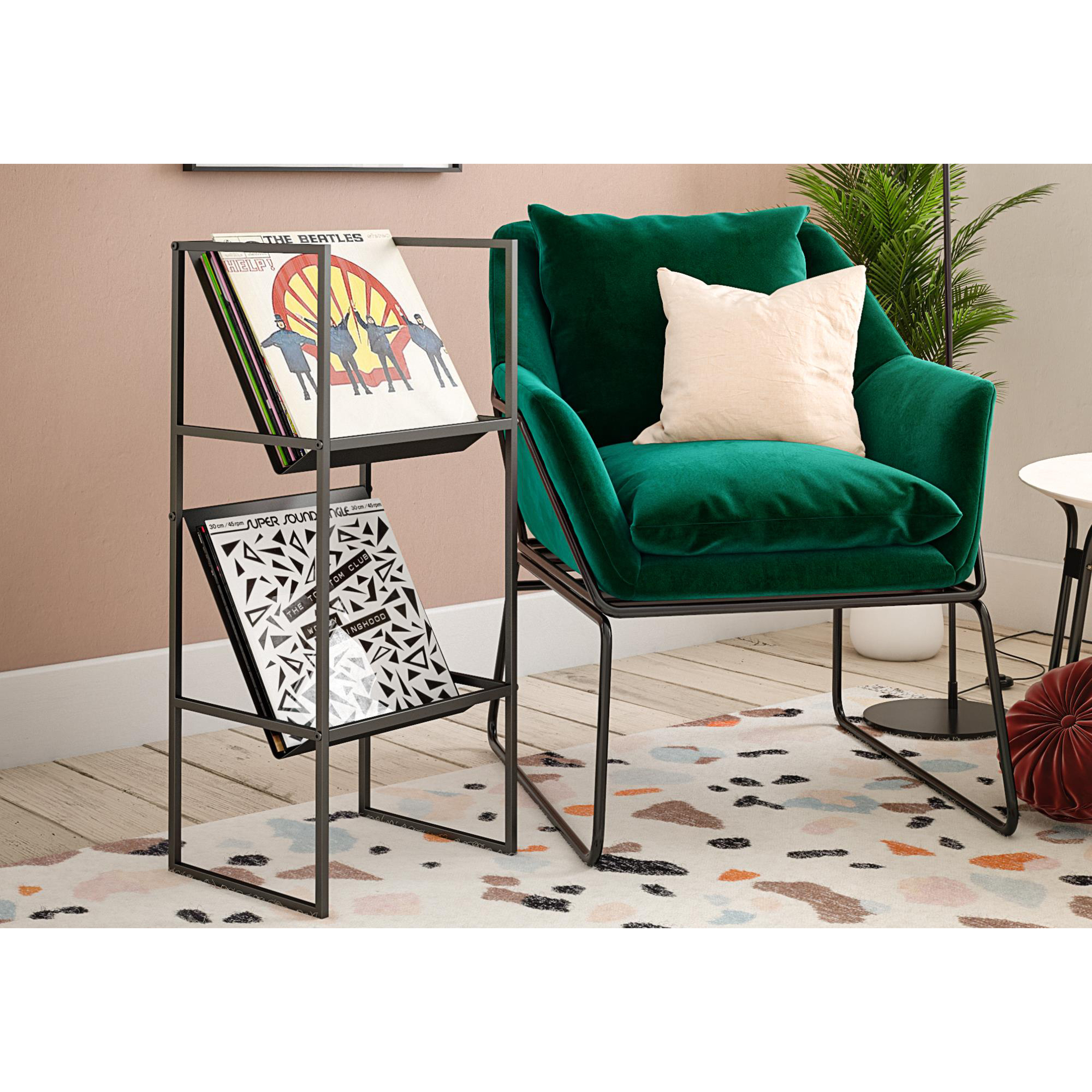 Novogratz Helix Vinyl Record Storage Black by Bed Kingdom