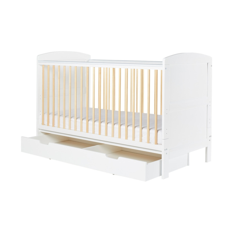 Ickle Bubba Coleby Classic Scandi Cot Bed with Under Drawer Scandi White by Bed Kingdom