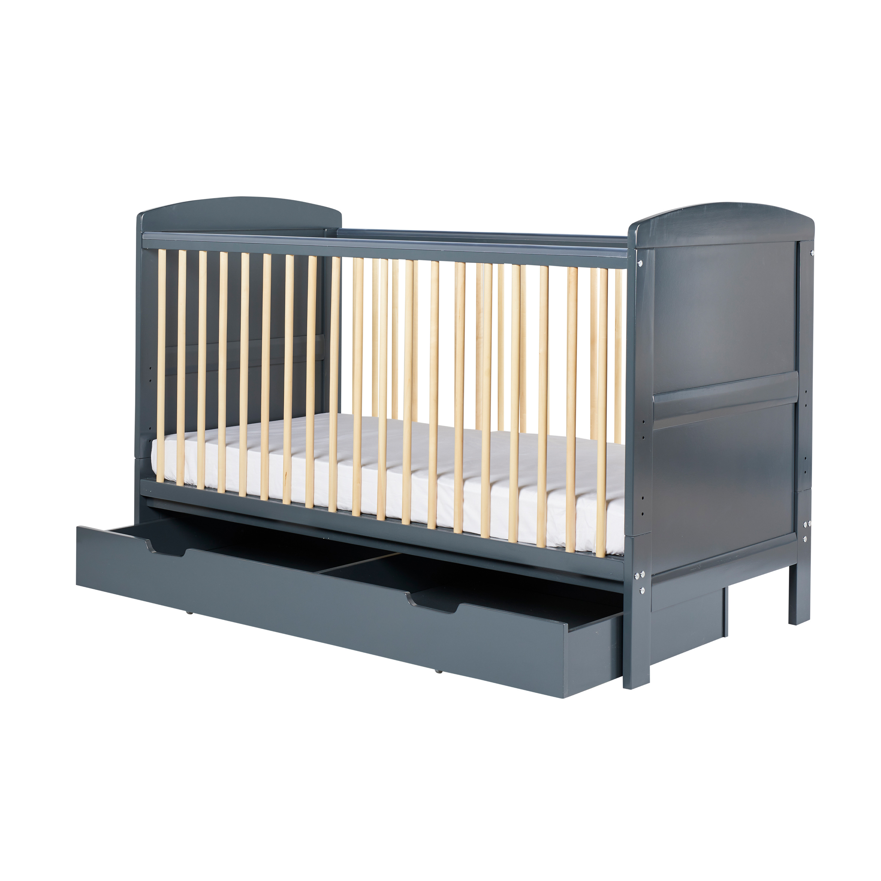 Ickle Bubba Coleby Classic Scandi Cot Bed with Under Drawer Scandi Grey by Bed Kingdom