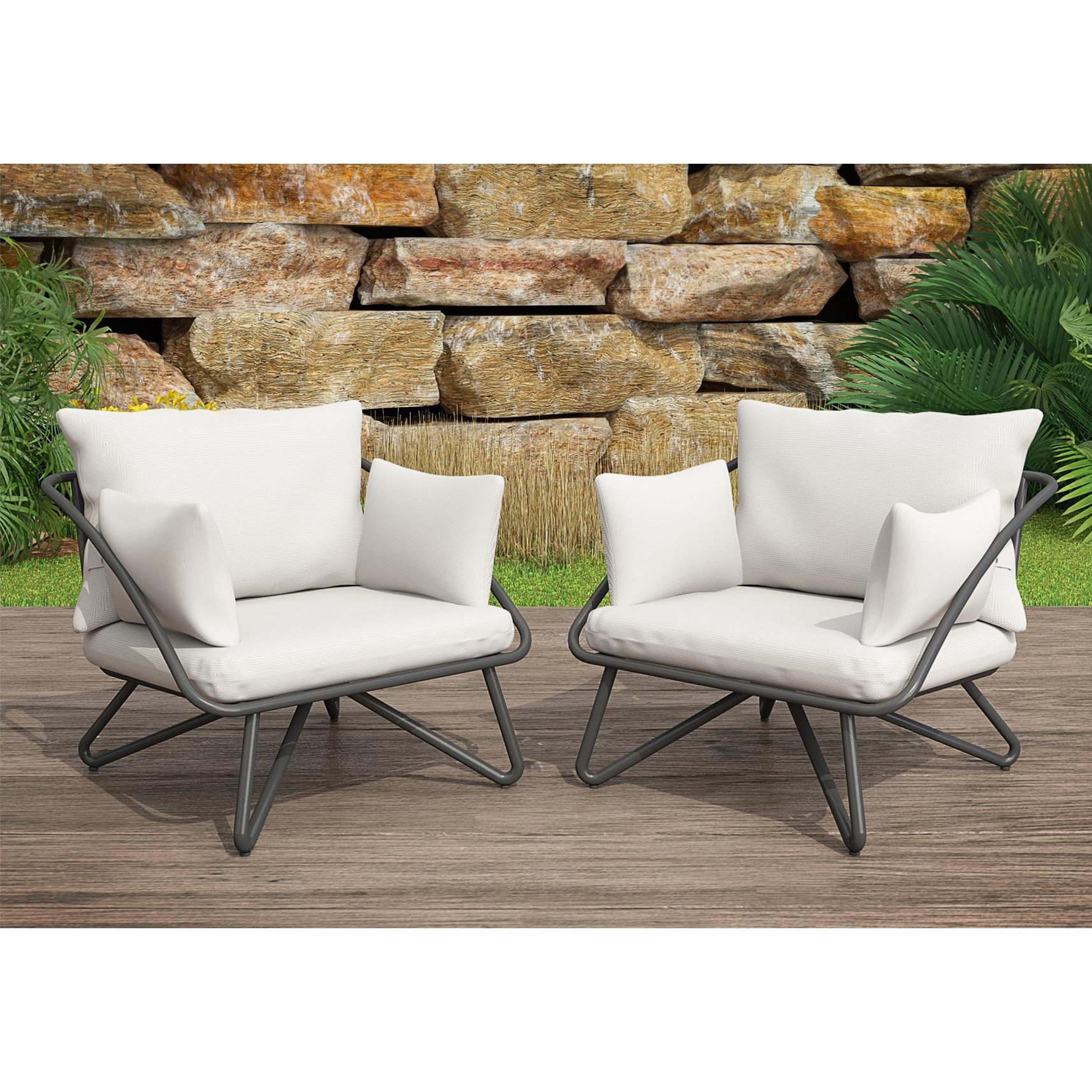 Novogratz Teddi Outdoor Lounge Chairs 2 Piece by Bed Kingdom | ufurnish.com