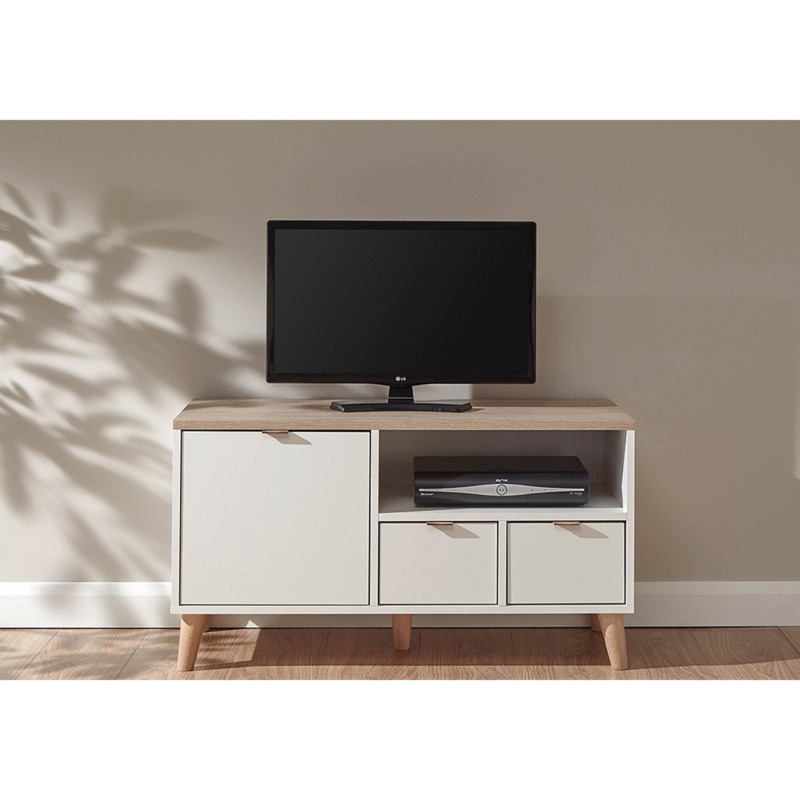 GFW Alma Small TV Unit White/Oak by Bed Kingdom