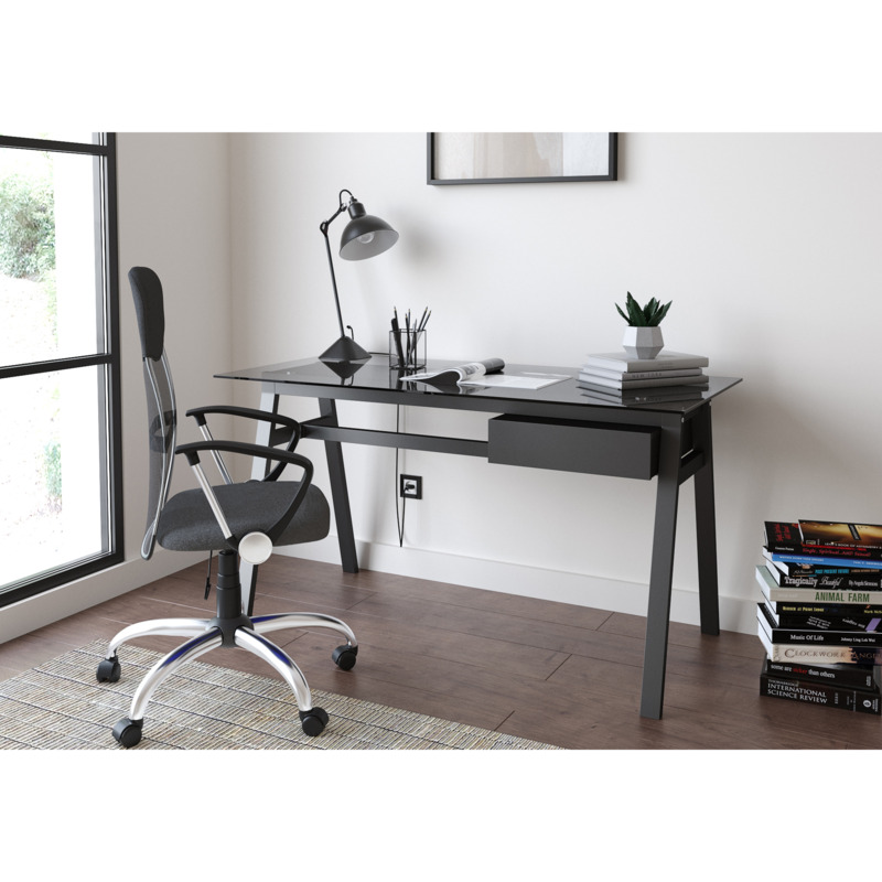 Alphason Richmond Glass Desk Grey by Bed Kingdom