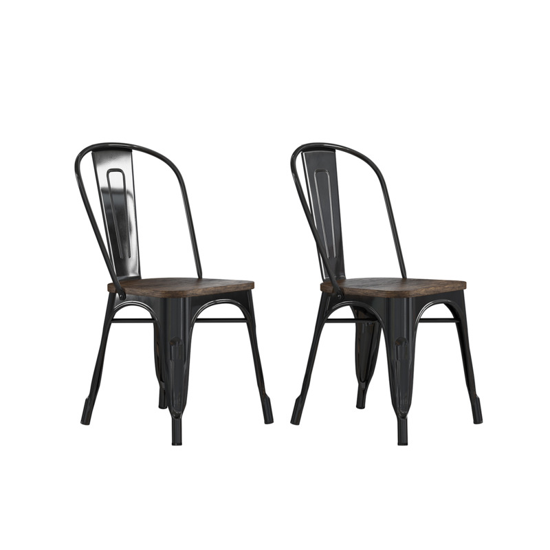 Dorel Fusion Metal Dining Chair (Set of 2) Black by Bed Kingdom