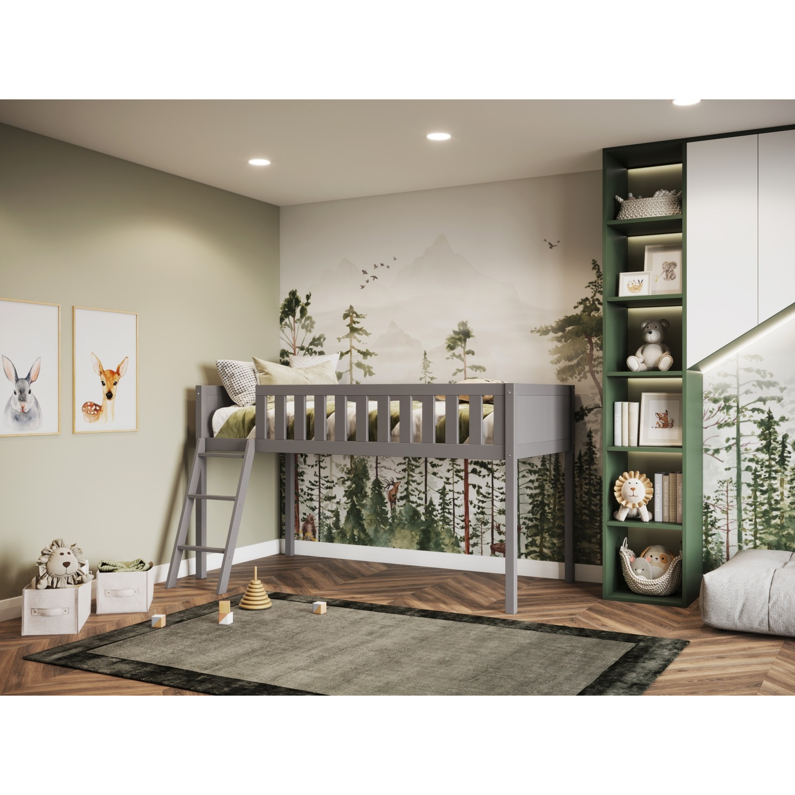 Flair Bea Midsleeper Wooden Cabin Bed Grey by Bed Kingdom