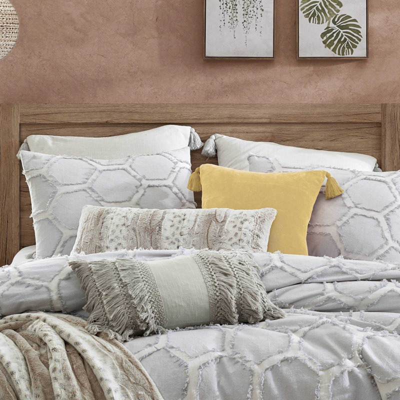 Peri Home Clipped Double Duvet Cover, Grey by Bedeck Home
