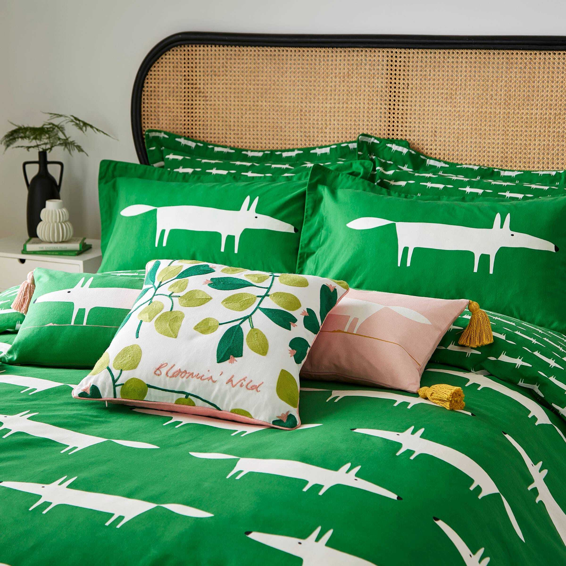 Scion Mr Fox Double Duvet Cover Set, Mint Leaf by Bedeck Home
