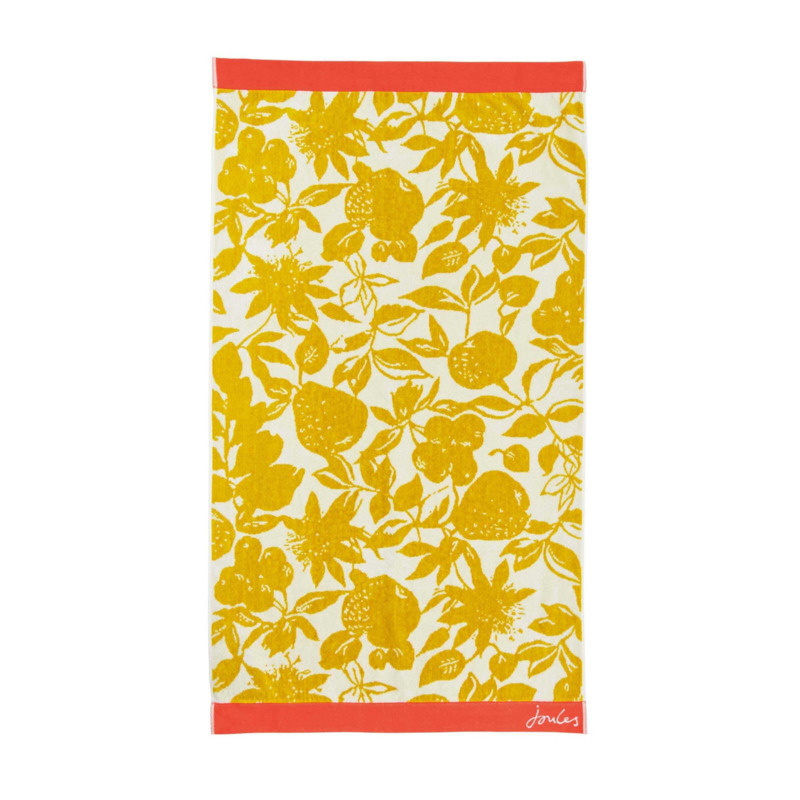 Joules Fruity Floral Bath Sheet, Yellow by Bedeck Home | ufurnish.com