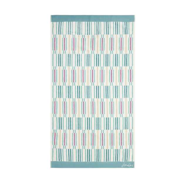 Joules Collector Geo Bath Sheet, Aqua by Bedeck Home | ufurnish.com