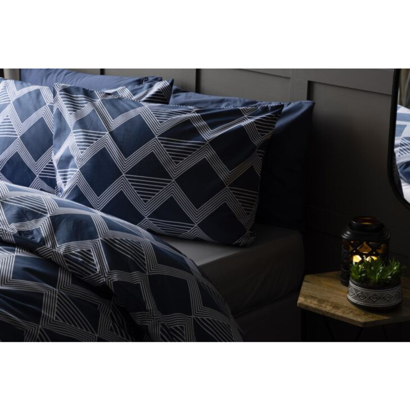 Maddox Duvet Cover Set Navy Super King by belledorm