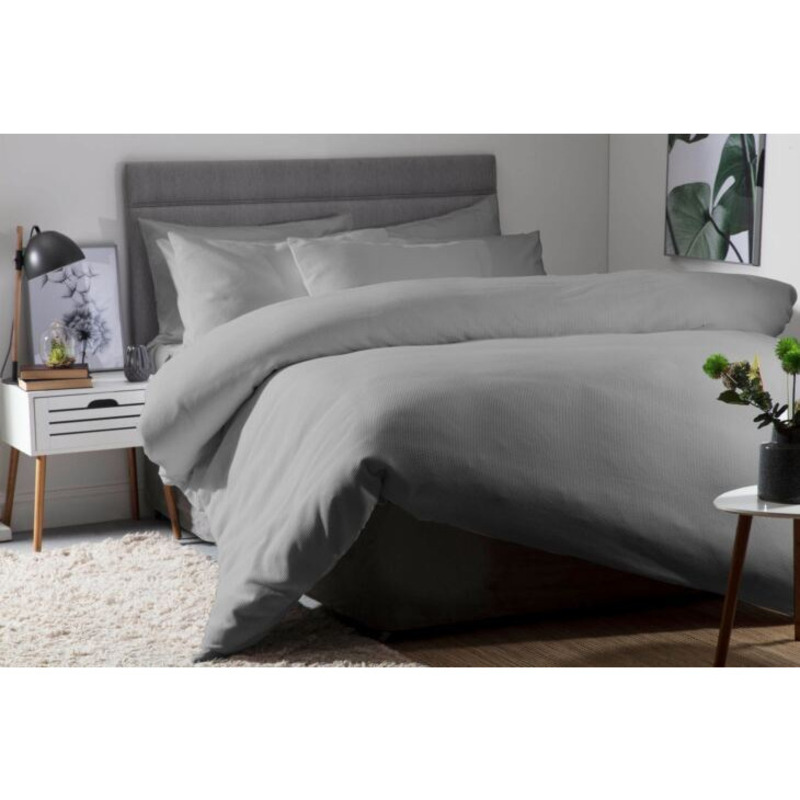Waffle Weave Duvet Cover Set Slate Double by belledorm