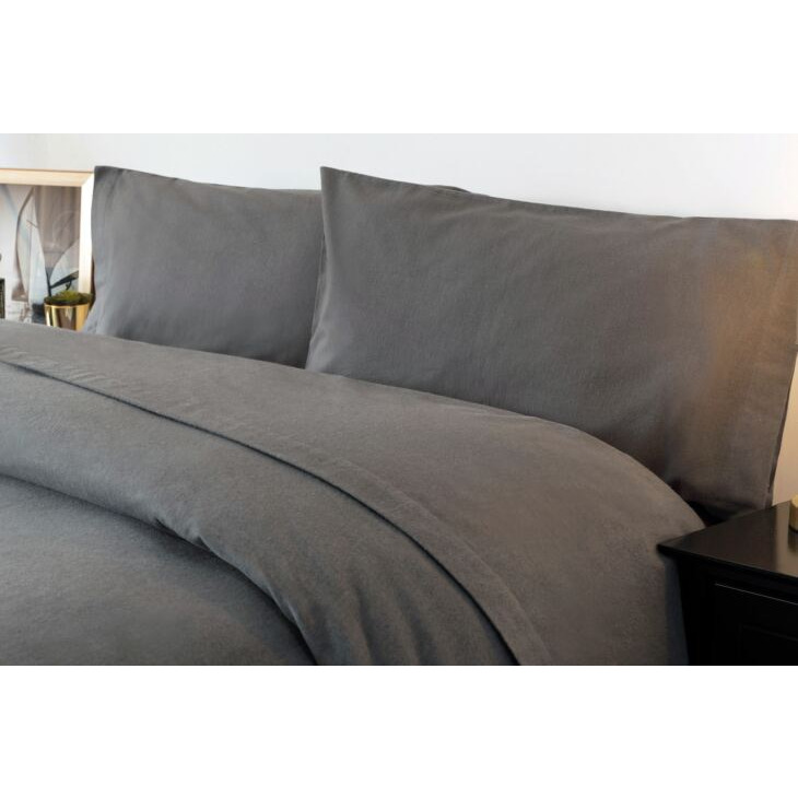 Brushed Cotton Duvet Cover Charcoal Double by belledorm