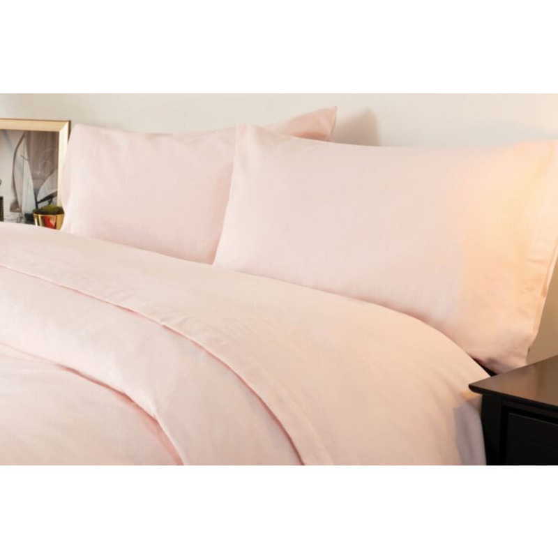 Brushed Cotton Flat Sheet Powder Pink Single by belledorm