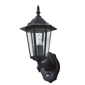 Reeta Outdoor Lantern Wall Light with PIR Sensor, Black