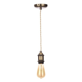 Industrial Style Champagne Cable Ceiling Pendant, Antique Brass