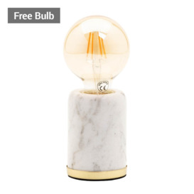 Romano Marble E27 Vessel Table Lamp with 80mm Bulb, Brass