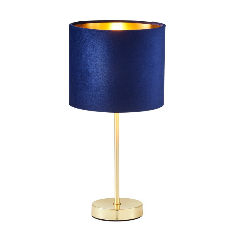 Velvet Table Lamp, Navy and Brass by BHS | ufurnish.com