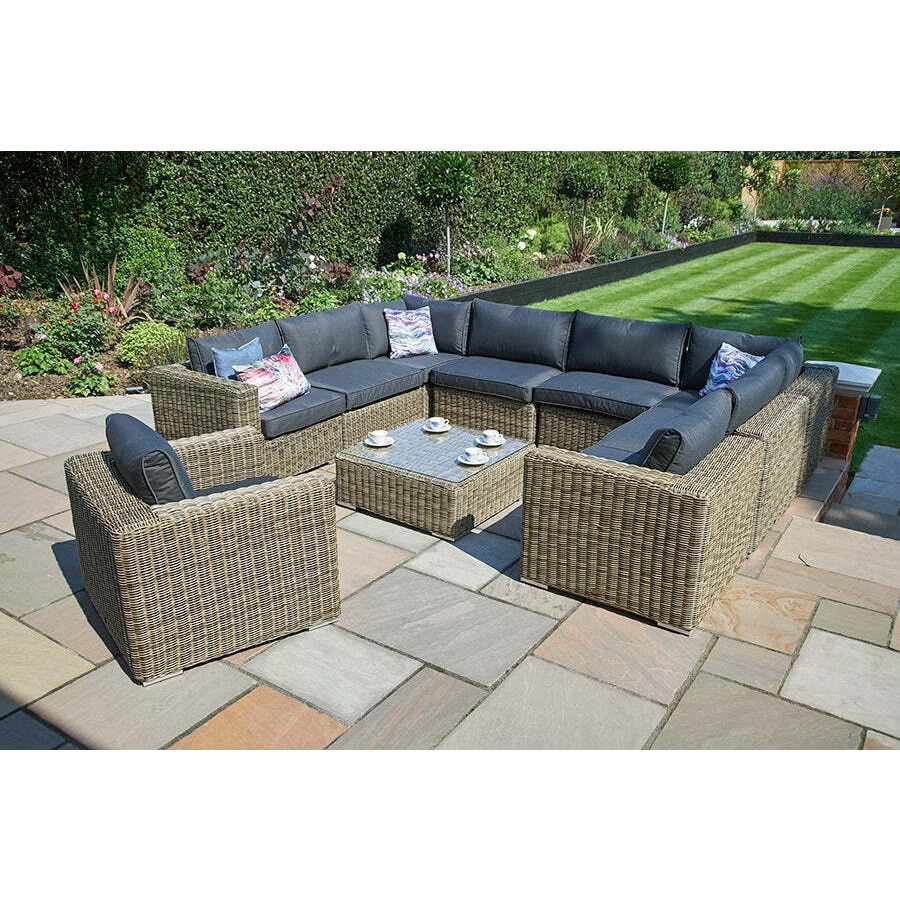 Luxury Rattan Garden Modular Sofa Set W in Brown Mayfair Bridgman by