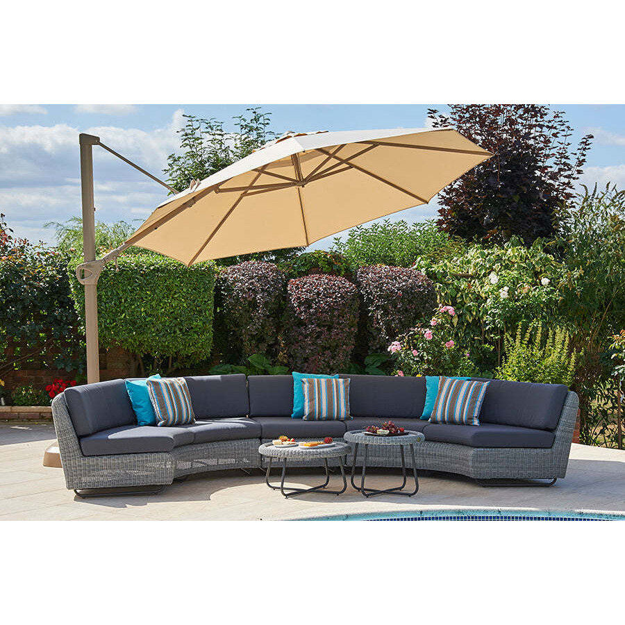 Curved Rattan Garden Modular Sofa Set in Grey Cliveden C Bridgman