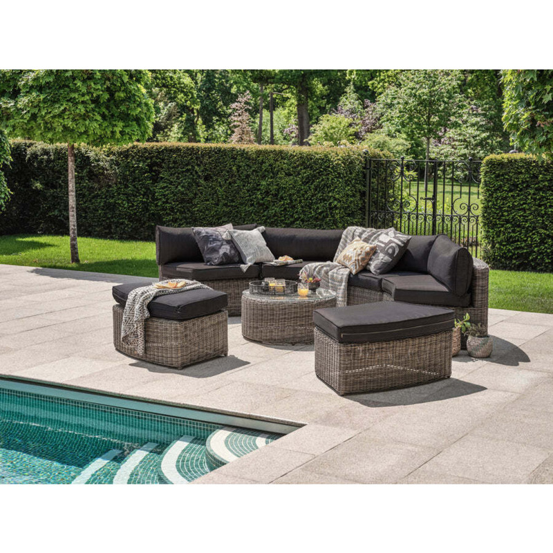 7 Piece Luxury Curved Rattan Garden Modular Sofa Set Mayfair