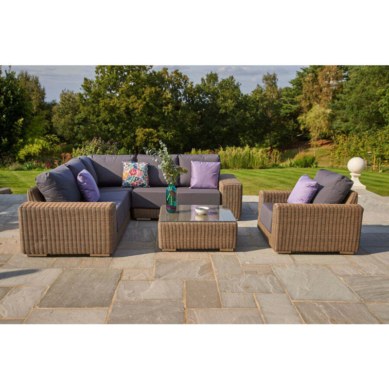Luxury 5 Piece Rattan Garden Modular Sofa Set in Brown DD