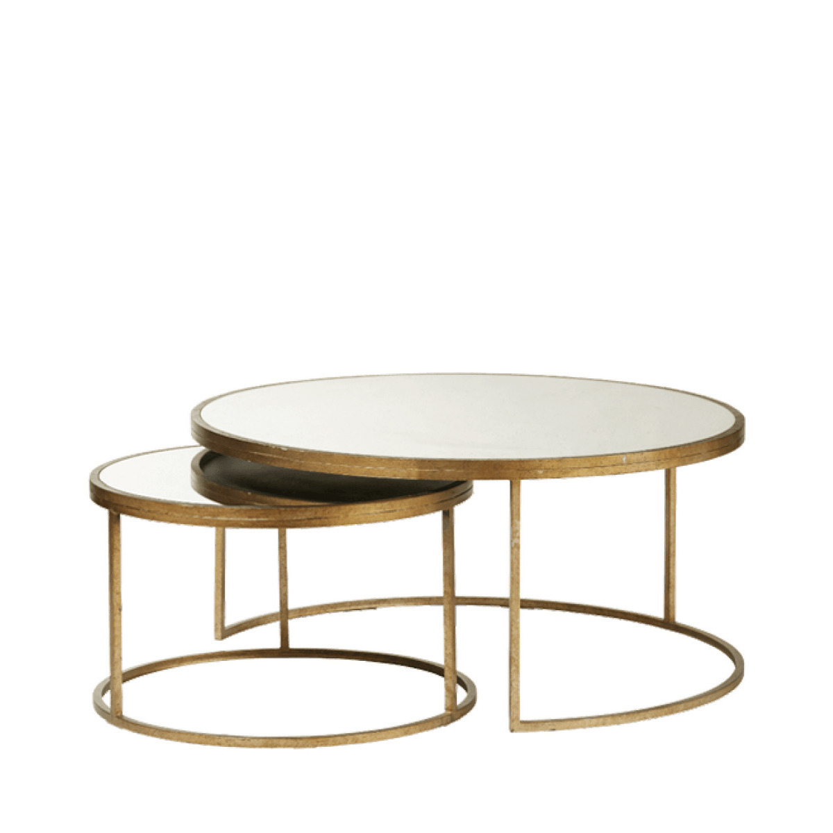 OKA, Set of Two Mirrored Solasta Nesting Tables Antique Bronze