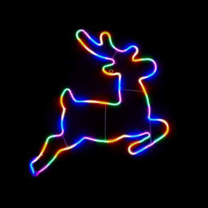 Reindeer Neon Christmas Light Feature Multicolour 55cm by Cherry Lane