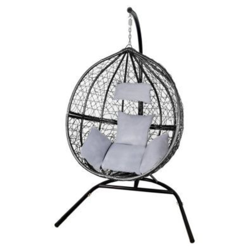 Enchanted Plain Garden Hammock Egg Chair by Raven with Grey Cushions by