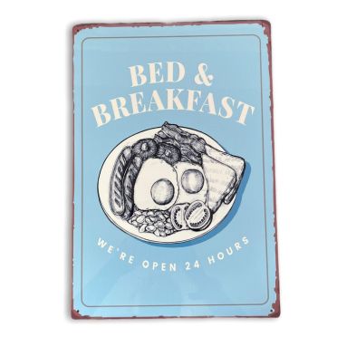 Vintage Bed & Breakfast Sign Metal Wall Mounted - 42cm by Cherry Lane ...