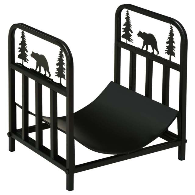 Curved Log Rack Firewood Log Rack Curved Fireplace Log Holder w/ Handles Outdoor Indoor ...