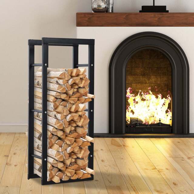 Metal Firewood Log Holder Tall Firewood Rack Indoor Outdoor Fireplace ...