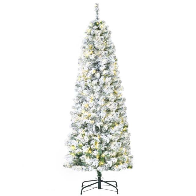 5 Foot Prelit Christmas Tree Artificial - White Frosted Green with