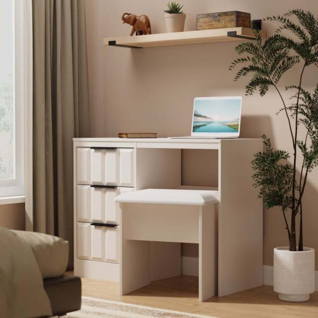 Off Line Desk New York C Desk Off-white 3 Drawers 97cm by Cherry Lane Garden Centres ...