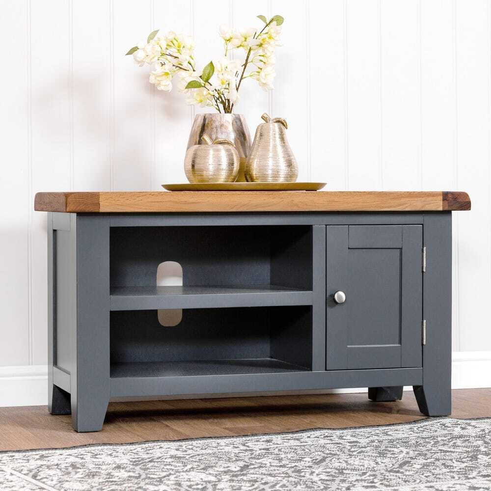 Hampshire Blue Painted Oak Small TV Unit by Chiltern Oak Furniture