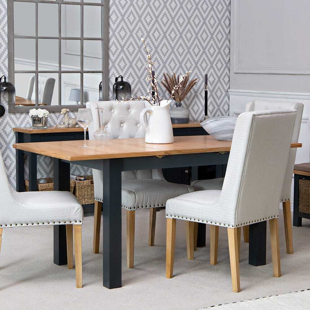 Salisbury Blue Painted Oak 1.2m Butterfly Extending Dining Table by