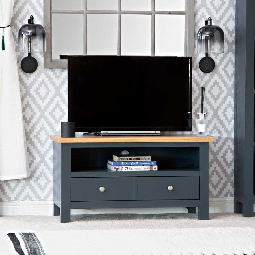 Salisbury Blue Painted Oak Small TV Unit by Chiltern Oak Furniture