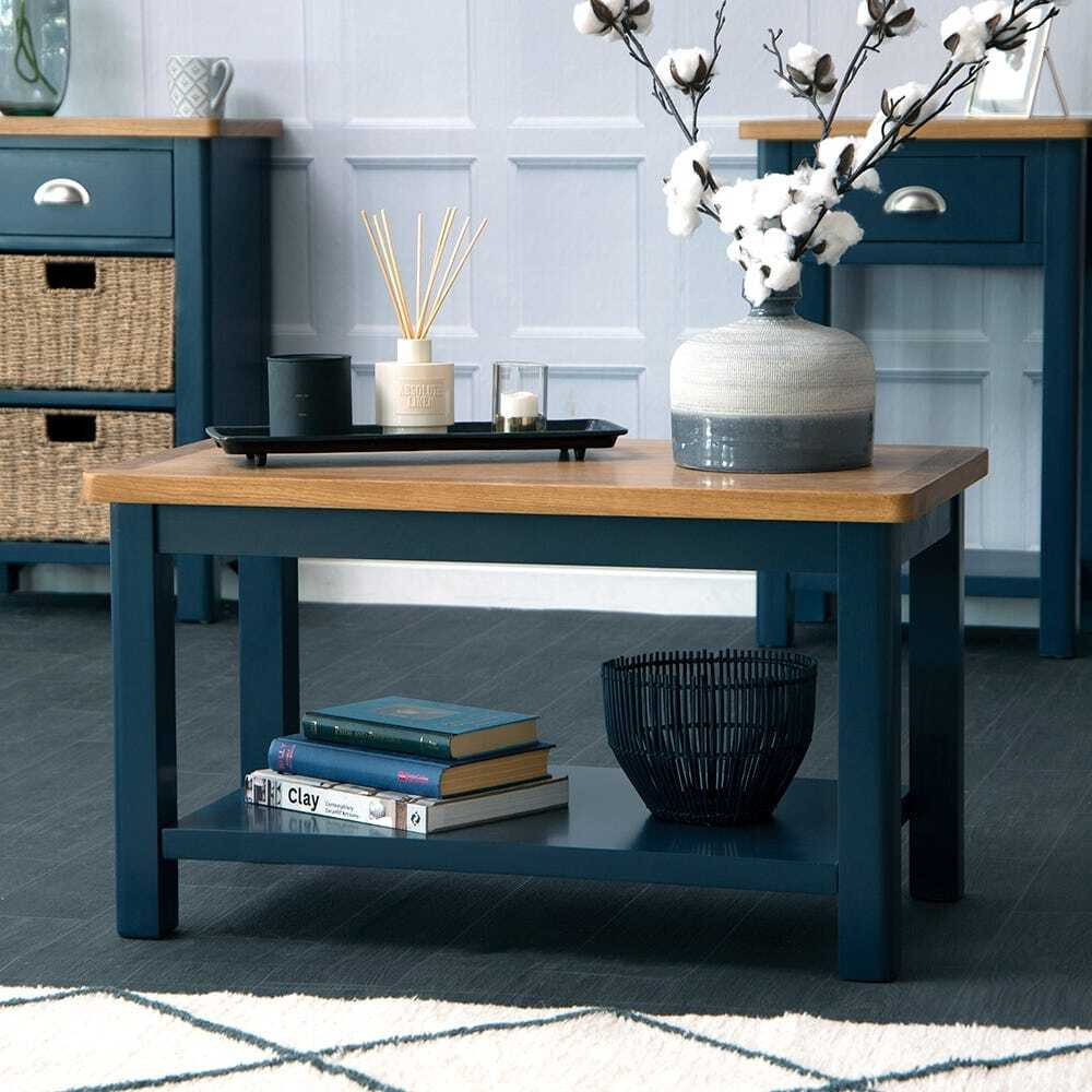 Rutland Blue Painted Oak Small Coffee Table by Chiltern Oak Furniture