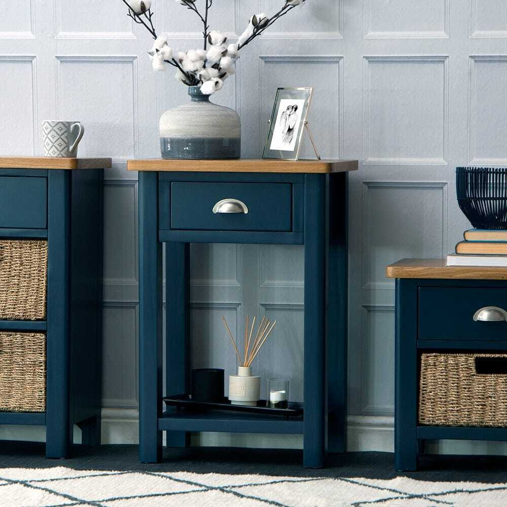 Rutland Blue Painted Oak Telephone Table by Chiltern Oak Furniture