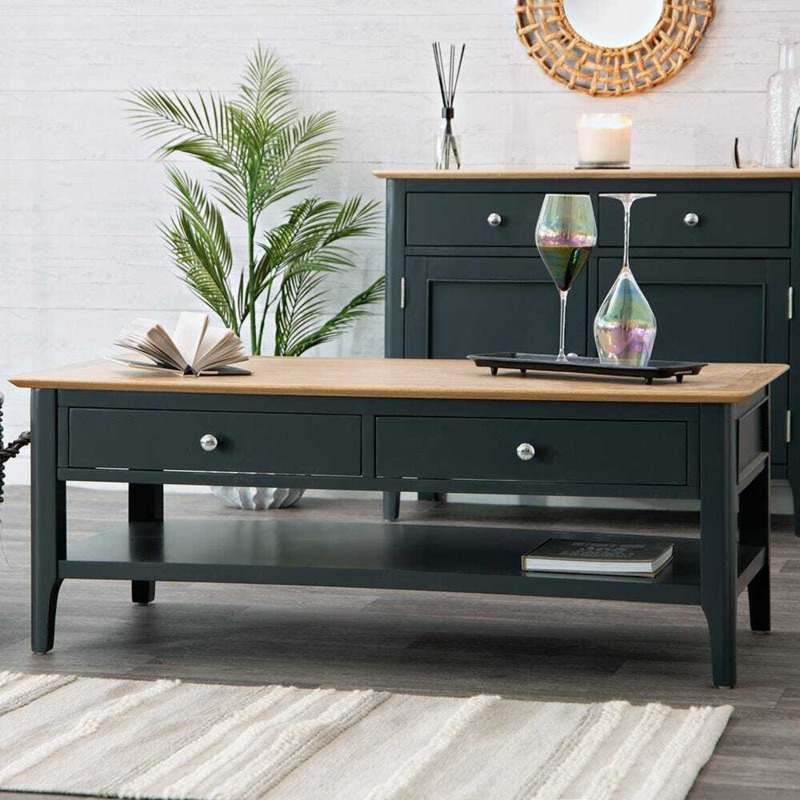 Bergen Blue Painted Oak Large Coffee Table by Chiltern Oak Furniture