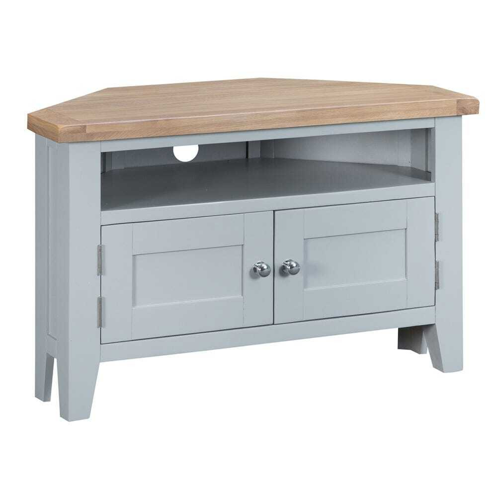 Suffolk Grey Painted Oak Corner TV Unit by Chiltern Oak Furniture