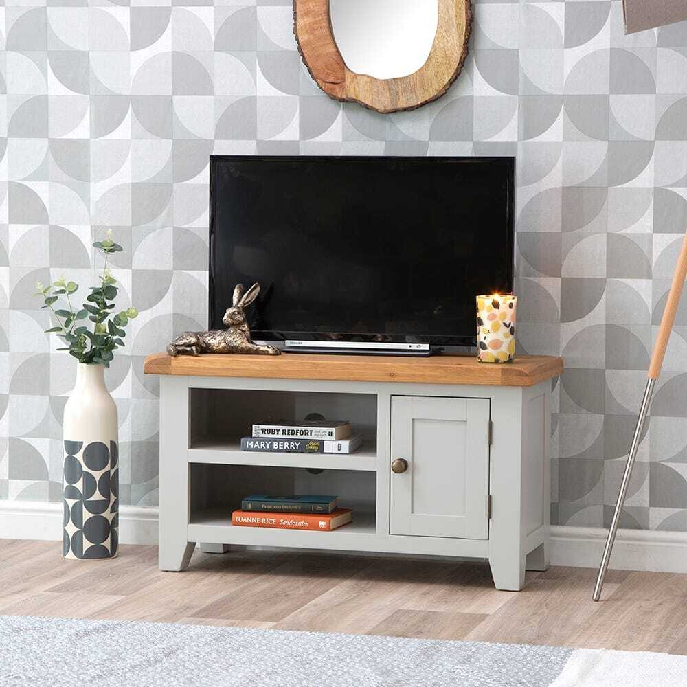 Hampshire Grey Painted Oak Small TV Unit by Chiltern Oak Furniture