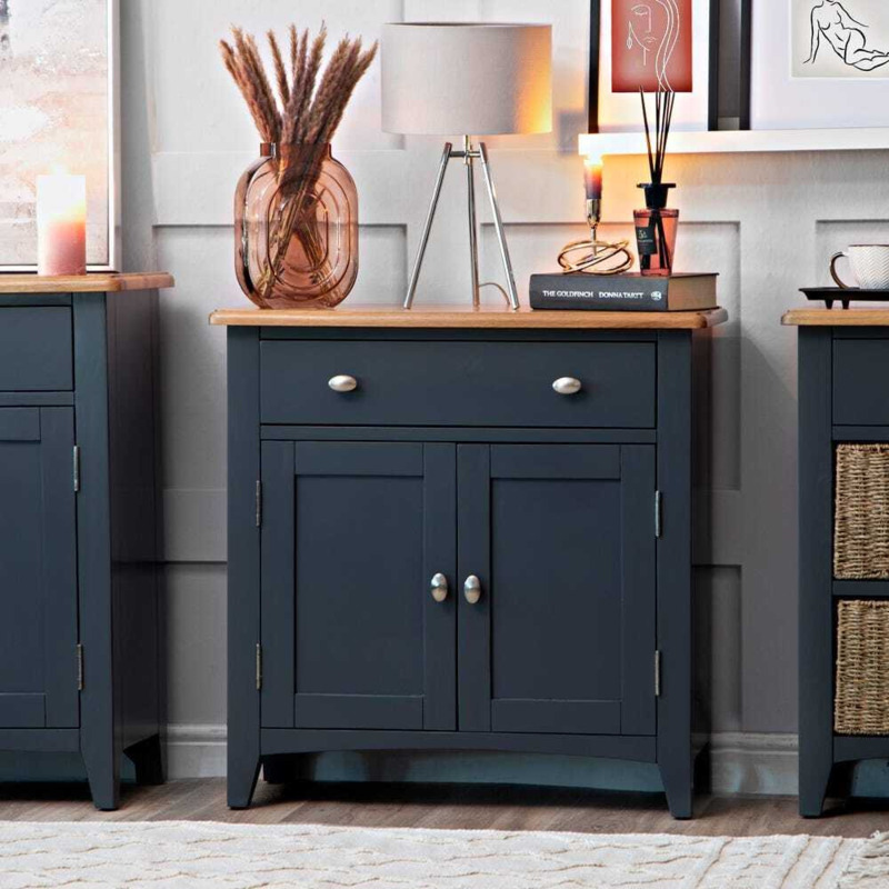 Gloucester Midnight Grey Painted Mini 2 Door 1 Drawer Sideboard by