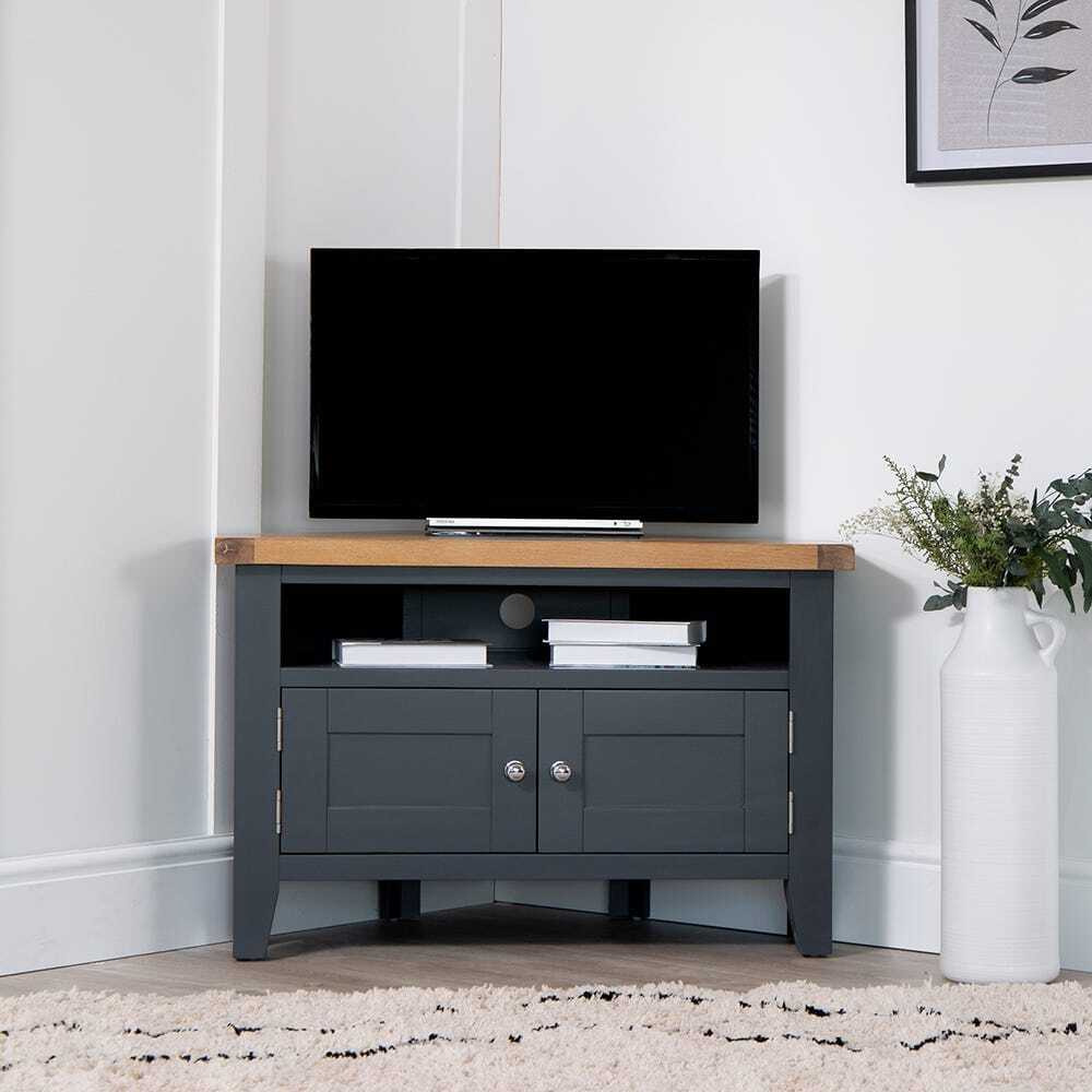Suffolk Midnight Grey Painted Oak Corner TV Unit by Chiltern Oak — free download