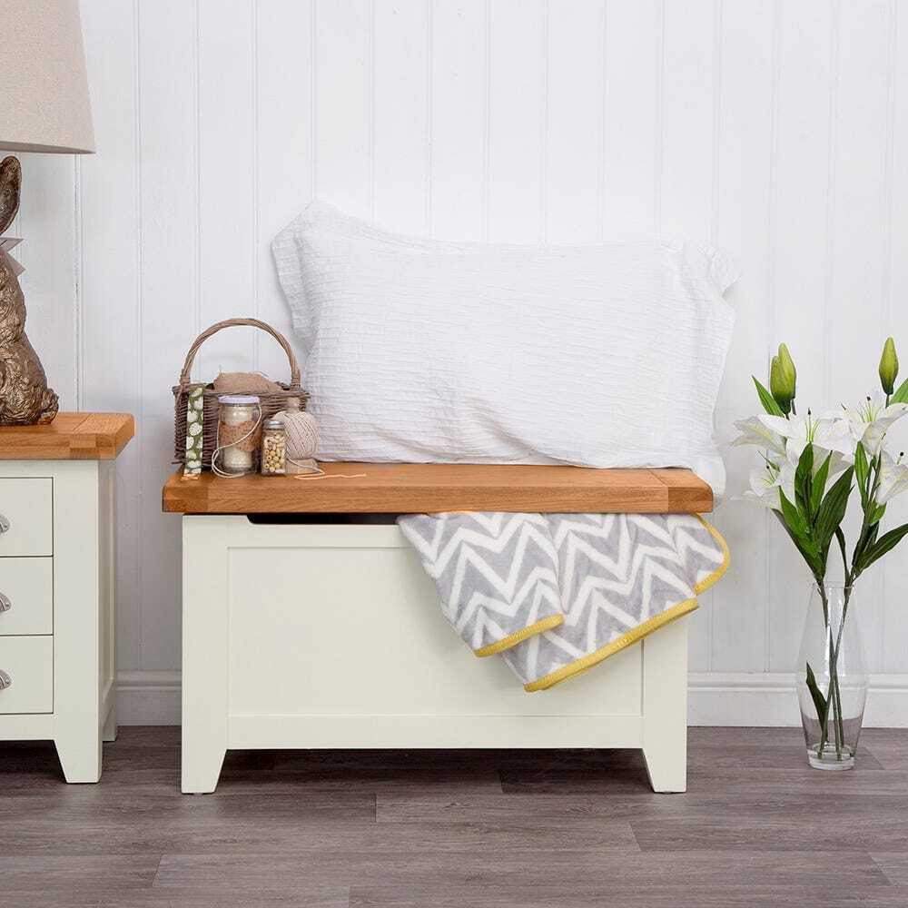 Hampshire Ivory Painted Oak Blanket Storage Box by Chiltern Oak ...