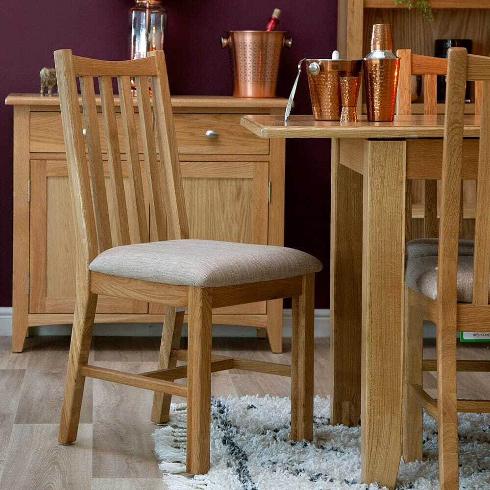 Gloucester Oak Dining Chair Fabric Seat by Chiltern Oak Furniture