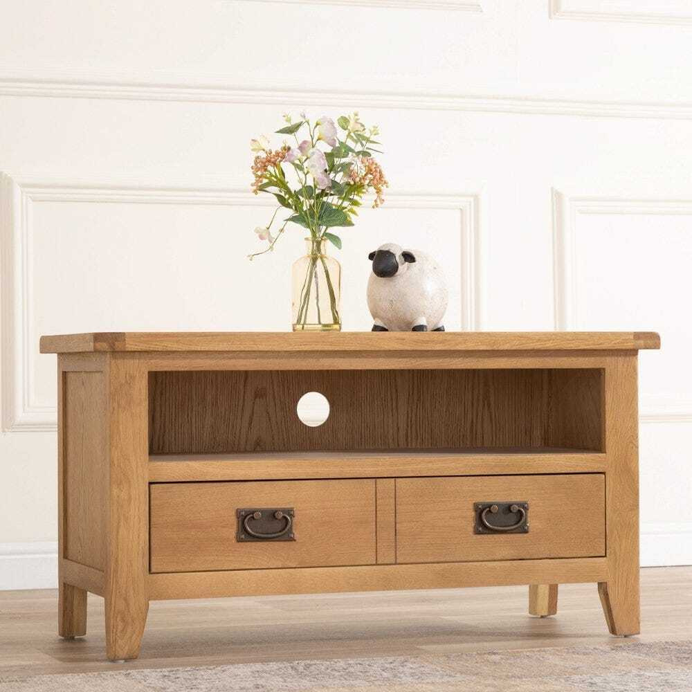 Rustic Oak Small TV Unit by Chiltern Oak Furniture